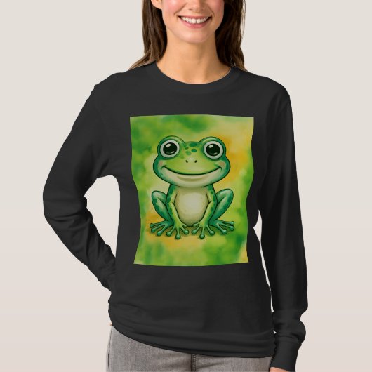 Green cute frog t-shirt (Voorkant)