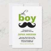 Green Cute Het is een Boy Mustache Baby shower Kaart (Voorkant)