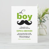 Green Cute Het is een Boy Mustache Baby shower Kaart (Staand voorkant)