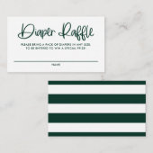 Green Cute Modern Calligraphy Diaper Raffle Game Informatiekaartje (Voorkant / Achterkant)