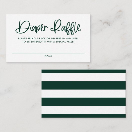 Green Cute Modern Calligraphy Diaper Raffle Game Informatiekaartje (Voorkant / Achterkant)
