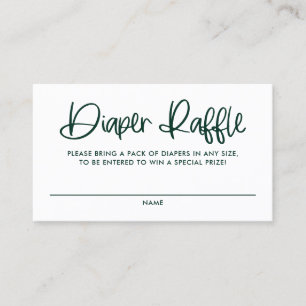 Green Cute Modern Calligraphy Diaper Raffle Kaart Visitekaartje