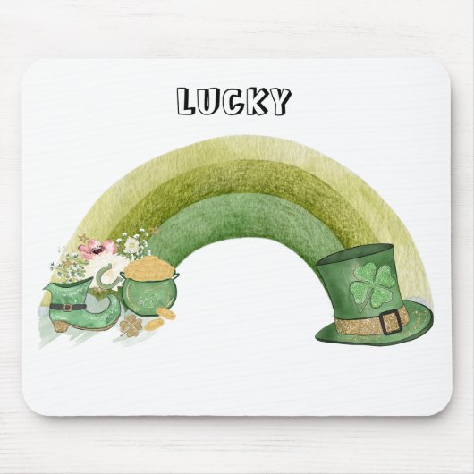 Green cute rainbow party patrick's day muismat (Voorkant)