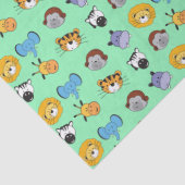 Green Cute Wild One Animal Illustrations Safari Tissuepapier (Detail)