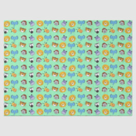 Green Cute Wild One Animal Illustrations Safari Tissuepapier