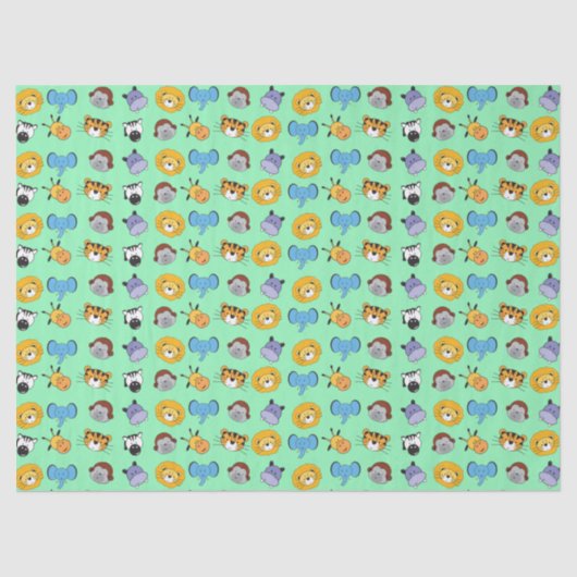 Green Cute Wild One Animal Illustrations Safari Tissuepapier (Voorkant)