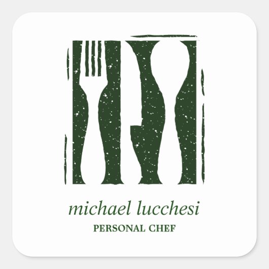 Green Cutlery | Restaurants voor cateringproducten Vierkante Sticker (Voorkant)