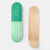 Green-cyan Poka Dot Persoonlijk Skateboard (Voorkant)