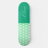 Green-cyan Poka Dot Persoonlijk Skateboard (Voorkant)