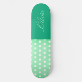 Green-cyan Poka Dot Persoonlijk Skateboard