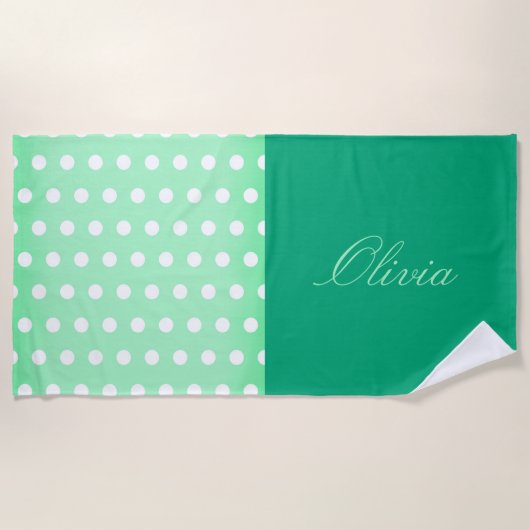 Green-cyan Poka Dot Strandlaken (Voorkant)
