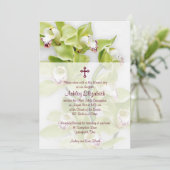 Green Cymbidium Orchid First Communitation Invitat Kaart (Staand voorkant)