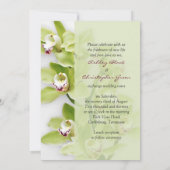 Green Cymbidium Orchid Photo Wedding Invitation Kaart (Achterkant)
