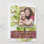 Green Cymbidium Orchid Photo Wedding Save the Date (Voorkant)