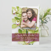 Green Cymbidium Orchid Photo Wedding Save the Date (Staand voorkant)
