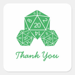 Green D20 Dice Dank u Stickers