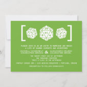 Green D20 Dice Gamer Wedding Invitation Kaart (Voorkant)