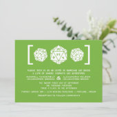 Green D20 Dice Gamer Wedding Invitation Kaart (Staand voorkant)