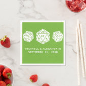 Green D20 Dice Gamer Wedding Paper Napkins Servetten (Insitu)