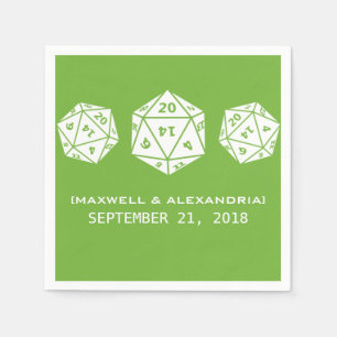 Green D20 Dice Gamer Wedding Paper Napkins Servetten