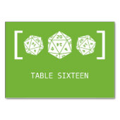 Green D20 Dice Gamer Wedding Table Kaart (Achterkant)