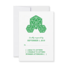 Green D20 Dice Response Kaart