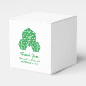 Green D20 Dice Wedding Favor Boxes Bedankdoosjes (Voorkant Zijde)