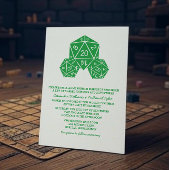 Green D20 Dice Wedding Invite Kaart