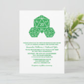 Green D20 Dice Wedding Invite Kaart (Staand voorkant)