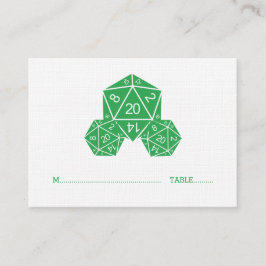 Green D20 Dice Wedding Place Card Plaatskaartje