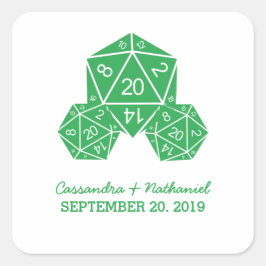 Green D20 Dice Wedding Stickers