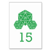Green D20 Dice Wedding Table Kaart (Voorkant)