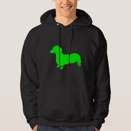 Green Dachshund Silhouette Hoodie (Voorkant)