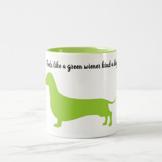 Green Dachshund Silhouette Mok (Center)