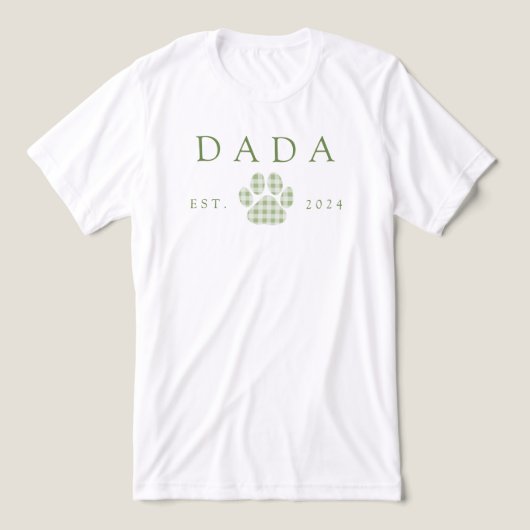 Green Dada Gingham Puppy Paw Print Verjaardag Tri-Blend Shirt (Design voorkant)
