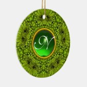 GREEN DAHLIA EMERALD MONOGRAM KERAMISCH ORNAMENT (Rechts)