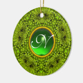 GREEN DAHLIA EMERALD MONOGRAM KERAMISCH ORNAMENT (Links)