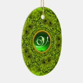 GREEN DAHLIA EMERALD MONOGRAM KERAMISCH ORNAMENT (Rechts)
