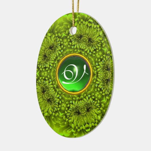 GREEN DAHLIA EMERALD MONOGRAM KERAMISCH ORNAMENT (Links)