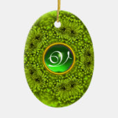 GREEN DAHLIA EMERALD MONOGRAM KERAMISCH ORNAMENT (Voorkant)