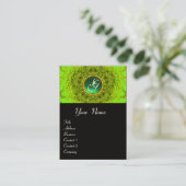 GREEN DAHLIA MONOGRAM, EMERALD zwart geel Visitekaartje (Staand voorkant)