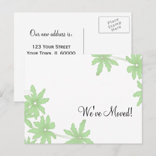Green Daisies Change of Address Aankondigingskaart (Voorkant / Achterkant)