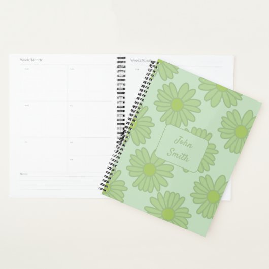 Green Daisies op Green_Floral Patroon Script Planner (Display)
