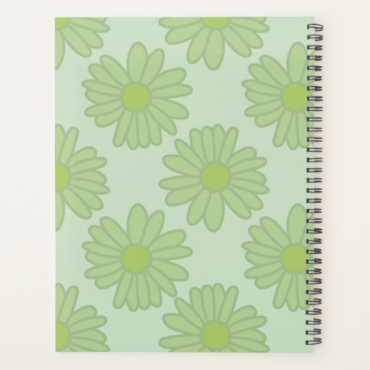 Green Daisies op Green_Floral Patroon Script Planner (Achterkant)