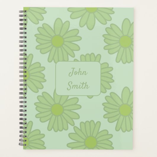 Green Daisies op Green_Floral Patroon Script Planner (Voorkant)