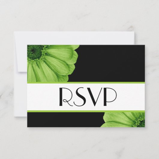 Green Daisies RSVP Wedding Response V3A Kaartje (Voorkant)