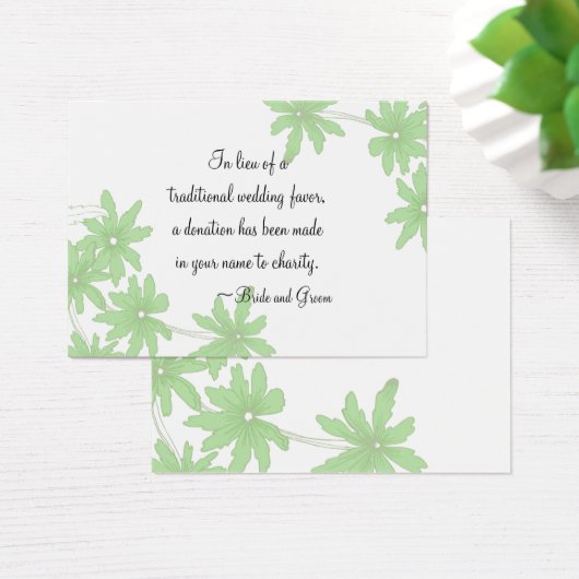 Green Daisies Wedding Charity Favor Card Visitekaartjes (Bureau)