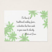 Green Daisies Wedding Charity Favor Card Visitekaartjes (Voorkant)