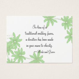 Green Daisies Wedding Charity Favor Card Visitekaartjes