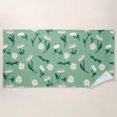 Green Daisy Beach Towel Strandlaken (Voorkant)